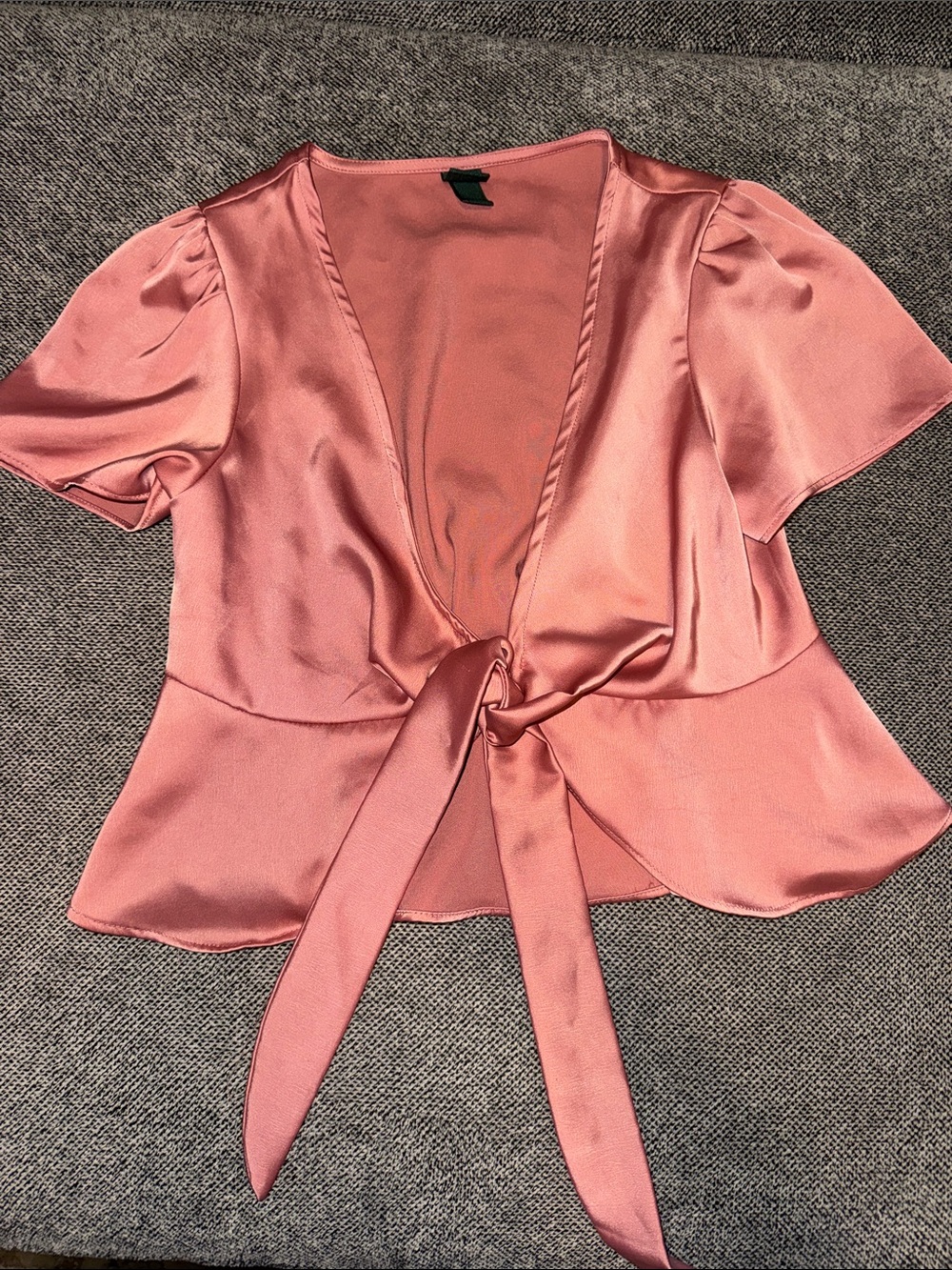 wild fable Rose Satin Tie-Front Blouse